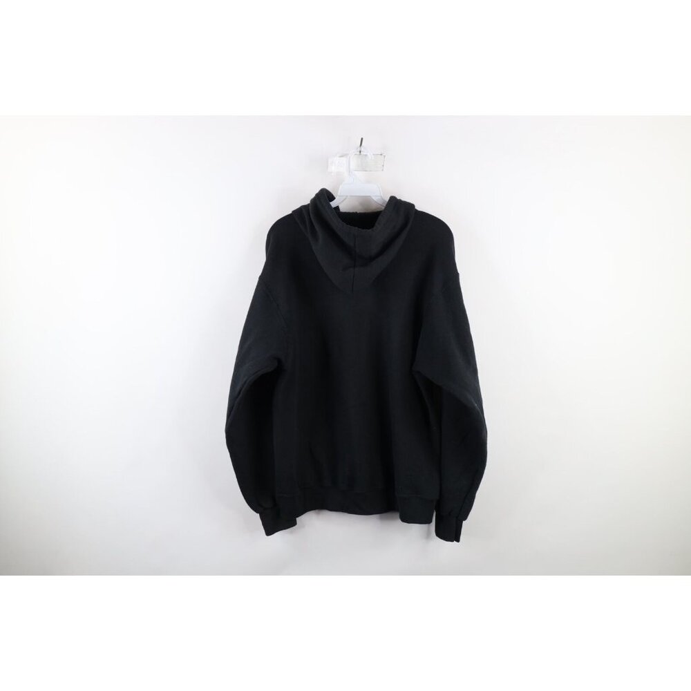 Vintage 90s Streetwear Mens Size Medium Faded Blank Hoodie Sweatshirt Black - Picture 8 of 10